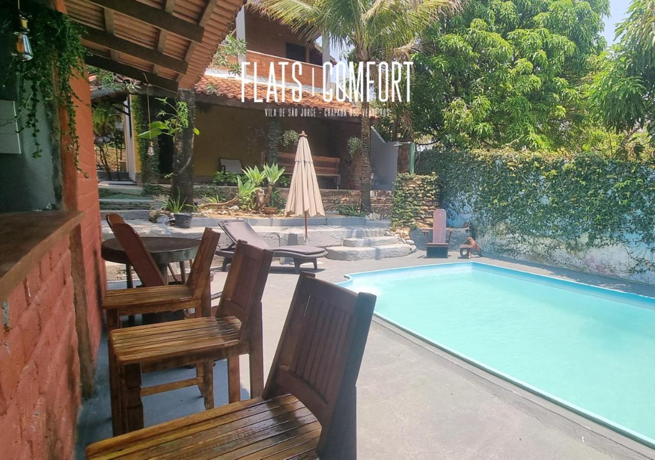 Novidade Flats Comfort Na Vila De Sao Jorge - Chapada Dos Veadeiros Hotel Ngoại thất bức ảnh